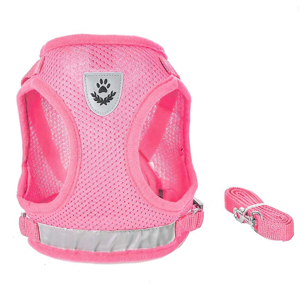 FEimaX Dog Harness and Leash Set, No Pull Soft Mesh Pet Harness for Walking Escape Proof Small Cat Step-in Adjustable Vest with Reflective Strip Fit Puppy Kitten Rabbit