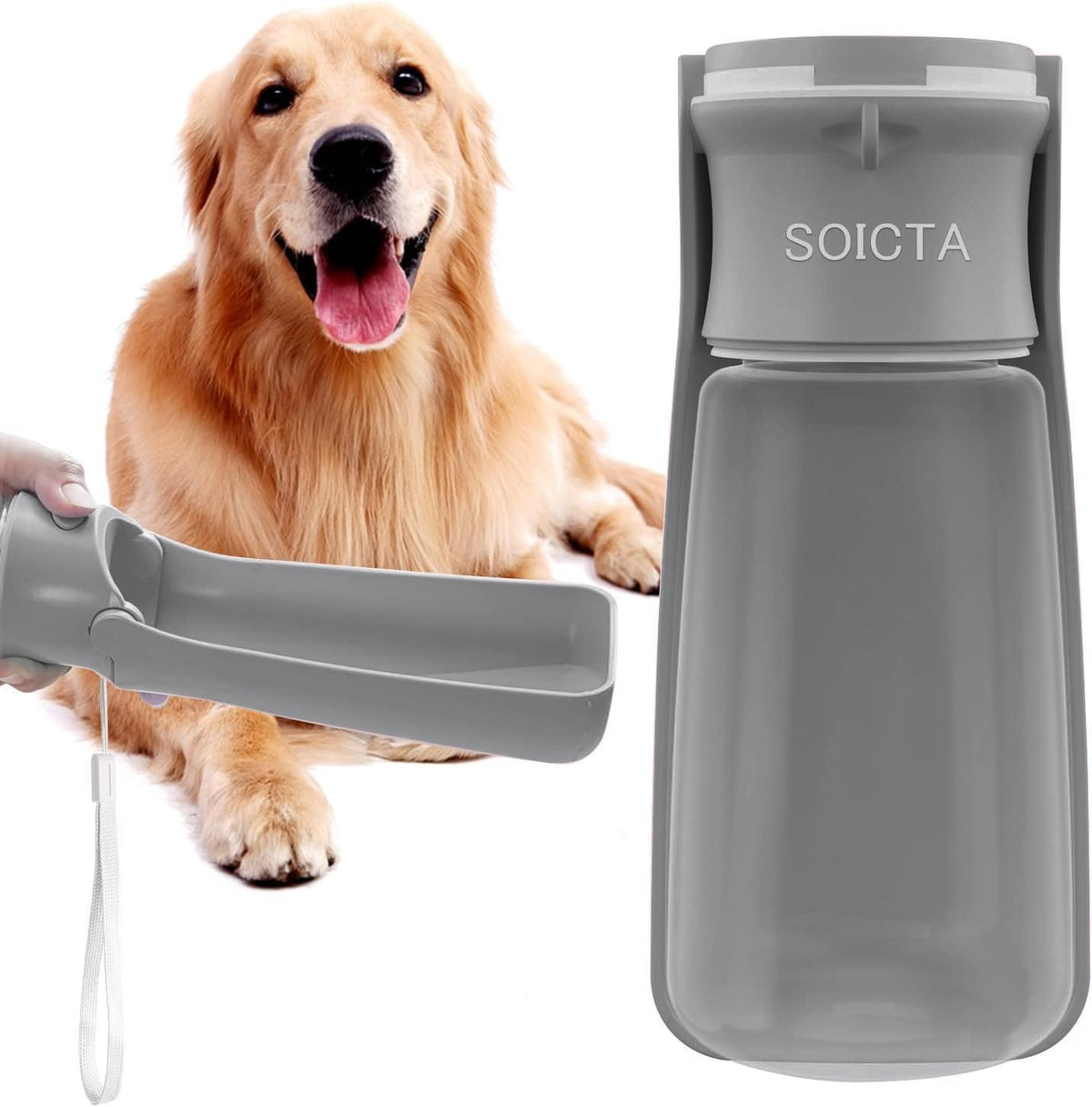 SOICTA Portable Dog Water Bottle for Walking 19 OZ or 12 OZ Portable Pet Water Bottles for Puppy Small Medium Large Dogs Water Dispenser Bowl Dog Accessories(19OZ Blue)