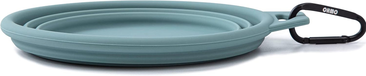OHMO Collapsible Dog Water Bowl for Travel, 2pcs, 400ml, Light Blue&Grey