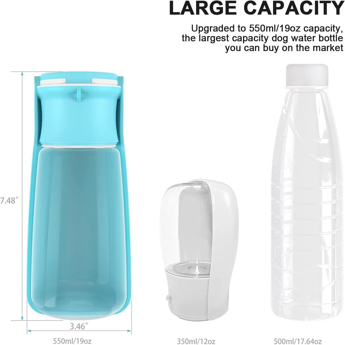 SOICTA Portable Dog Water Bottle for Walking 19 OZ or 12 OZ Portable Pet Water Bottles for Puppy Small Medium Large Dogs Water Dispenser Bowl Dog Accessories(19OZ Blue)