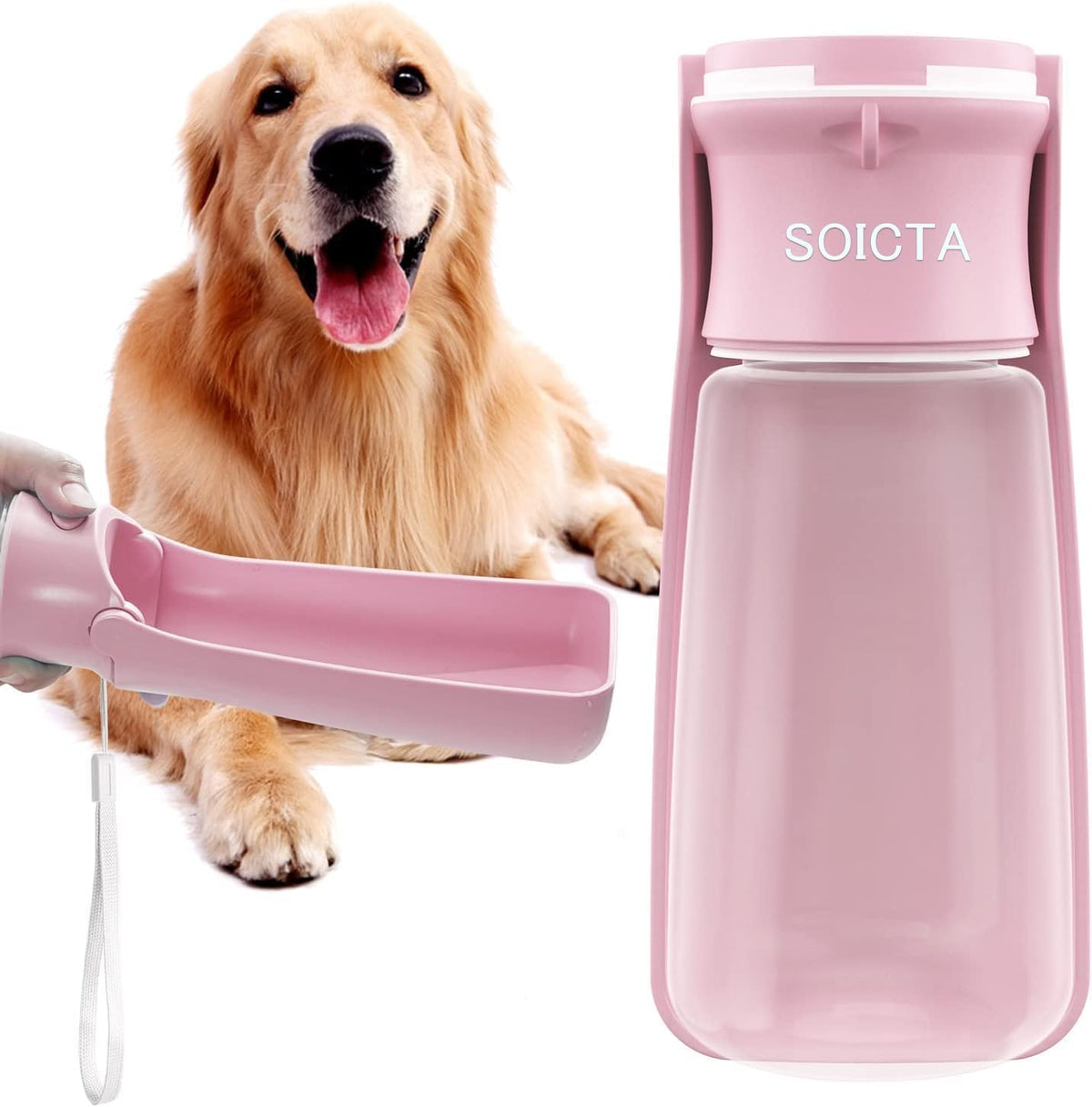 SOICTA Portable Dog Water Bottle for Walking 19 OZ or 12 OZ Portable Pet Water Bottles for Puppy Small Medium Large Dogs Water Dispenser Bowl Dog Accessories(19OZ Blue)