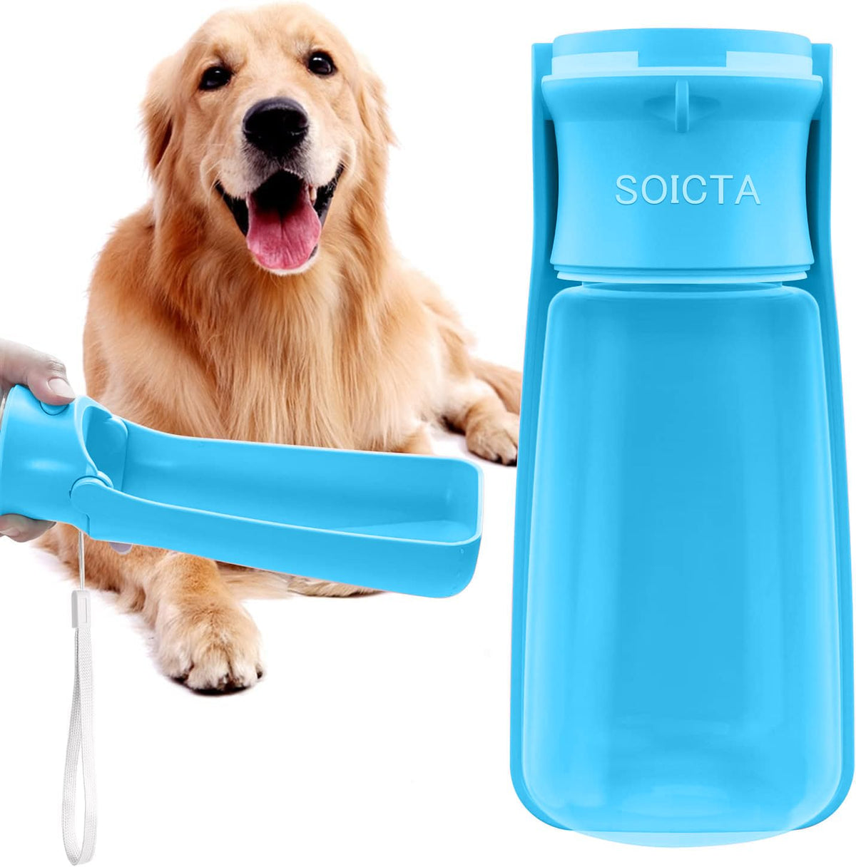 SOICTA Portable Dog Water Bottle for Walking 19 OZ or 12 OZ Portable Pet Water Bottles for Puppy Small Medium Large Dogs Water Dispenser Bowl Dog Accessories(19OZ Blue)