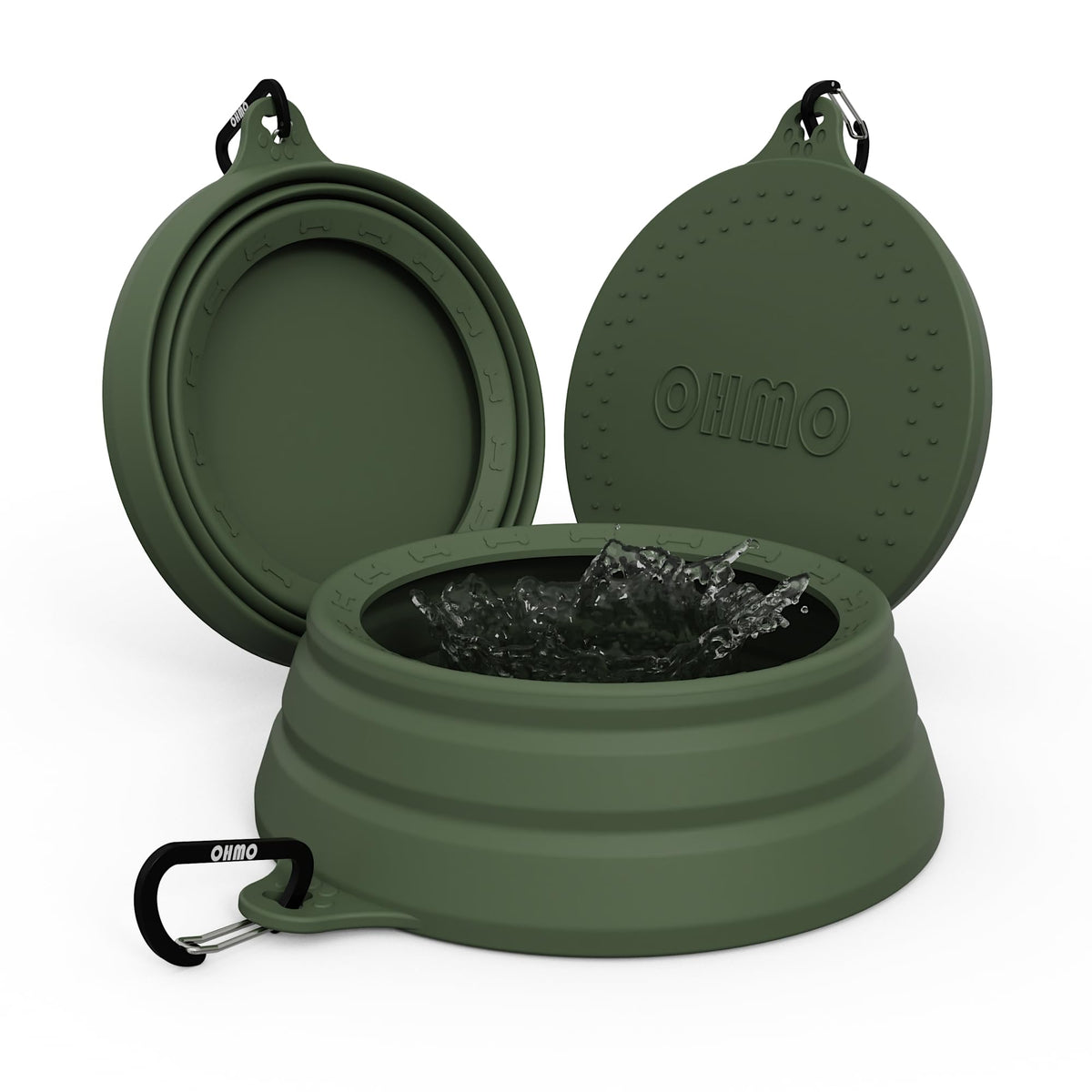 OHMO Collapsible Dog Water Bowl for Travel, 2pcs, 400ml, Light Blue&Grey