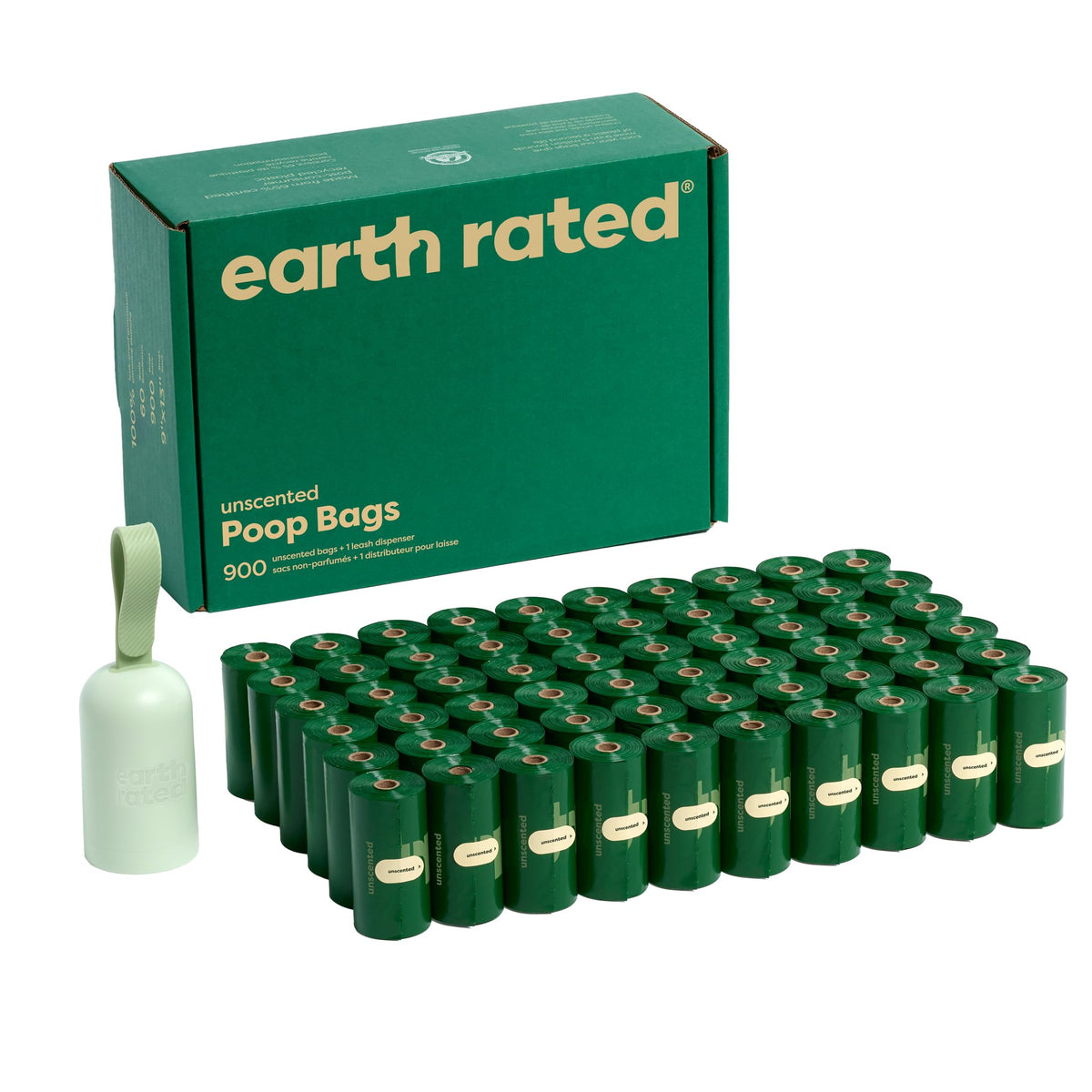 Earth Rated Dog Poo Bag Holder with Dog Poo Bags, Durable and Guaranteed Leakproof, Unscented, 1 Dispenser and 15 Bags