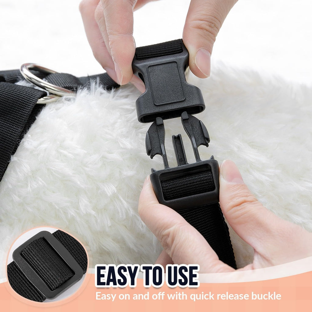 SlowTon Dog Car Vest Harness Multifunction Adjustable Double-Ring Breathable Mesh Fabric Harness for Cat Puppy Road Trip Daily Walks