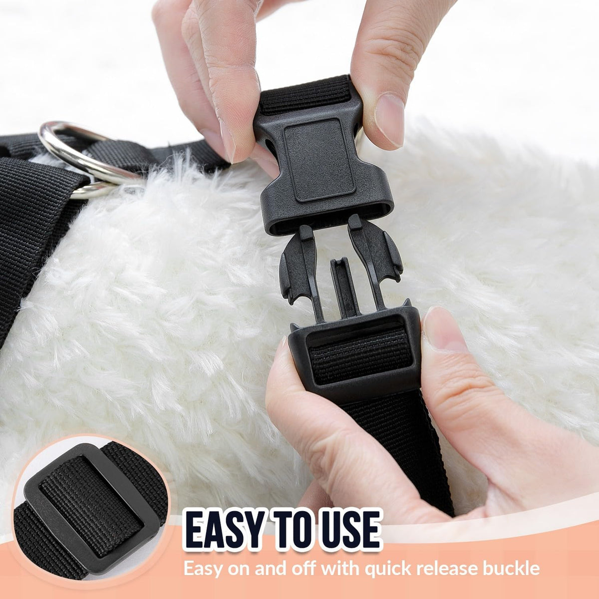 SlowTon Dog Car Vest Harness Multifunction Adjustable Double-Ring Breathable Mesh Fabric Harness for Cat Puppy Road Trip Daily Walks