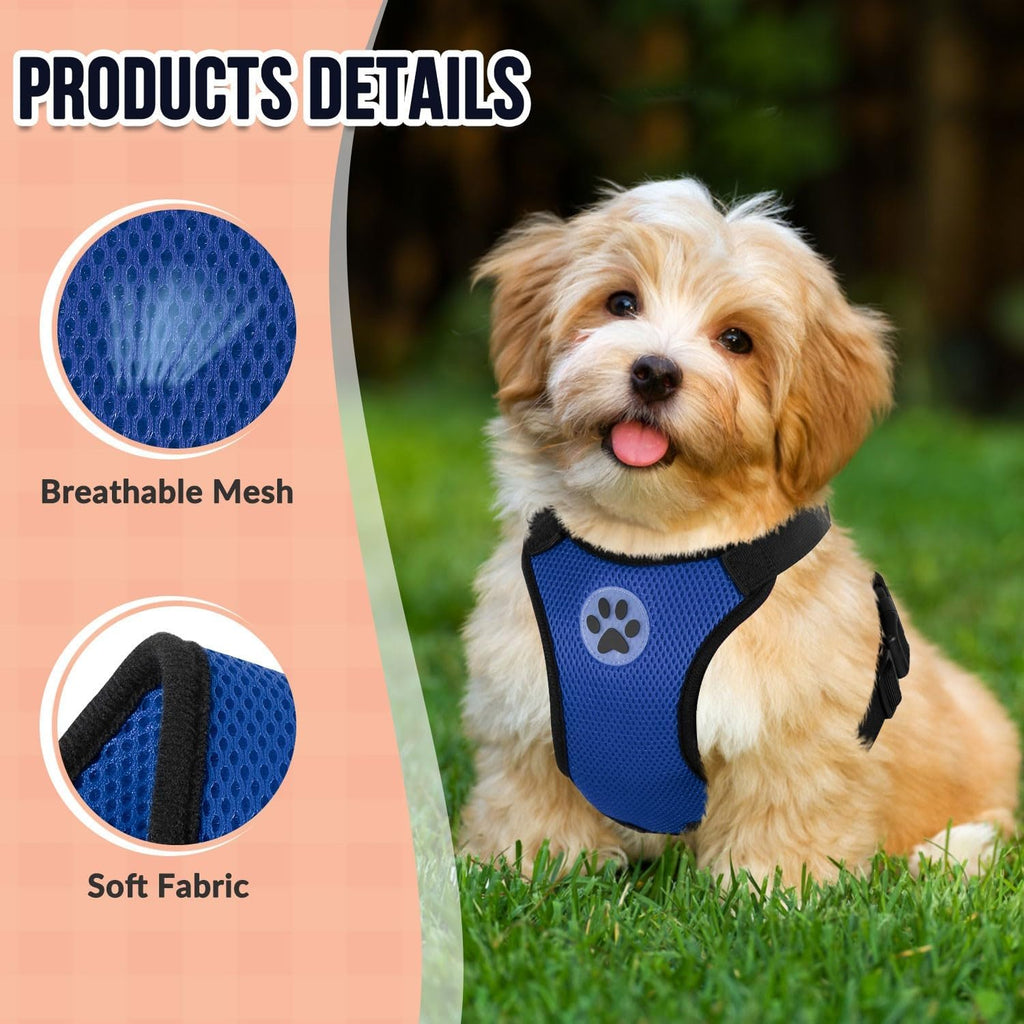SlowTon Dog Car Vest Harness Multifunction Adjustable Double-Ring Breathable Mesh Fabric Harness for Cat Puppy Road Trip Daily Walks