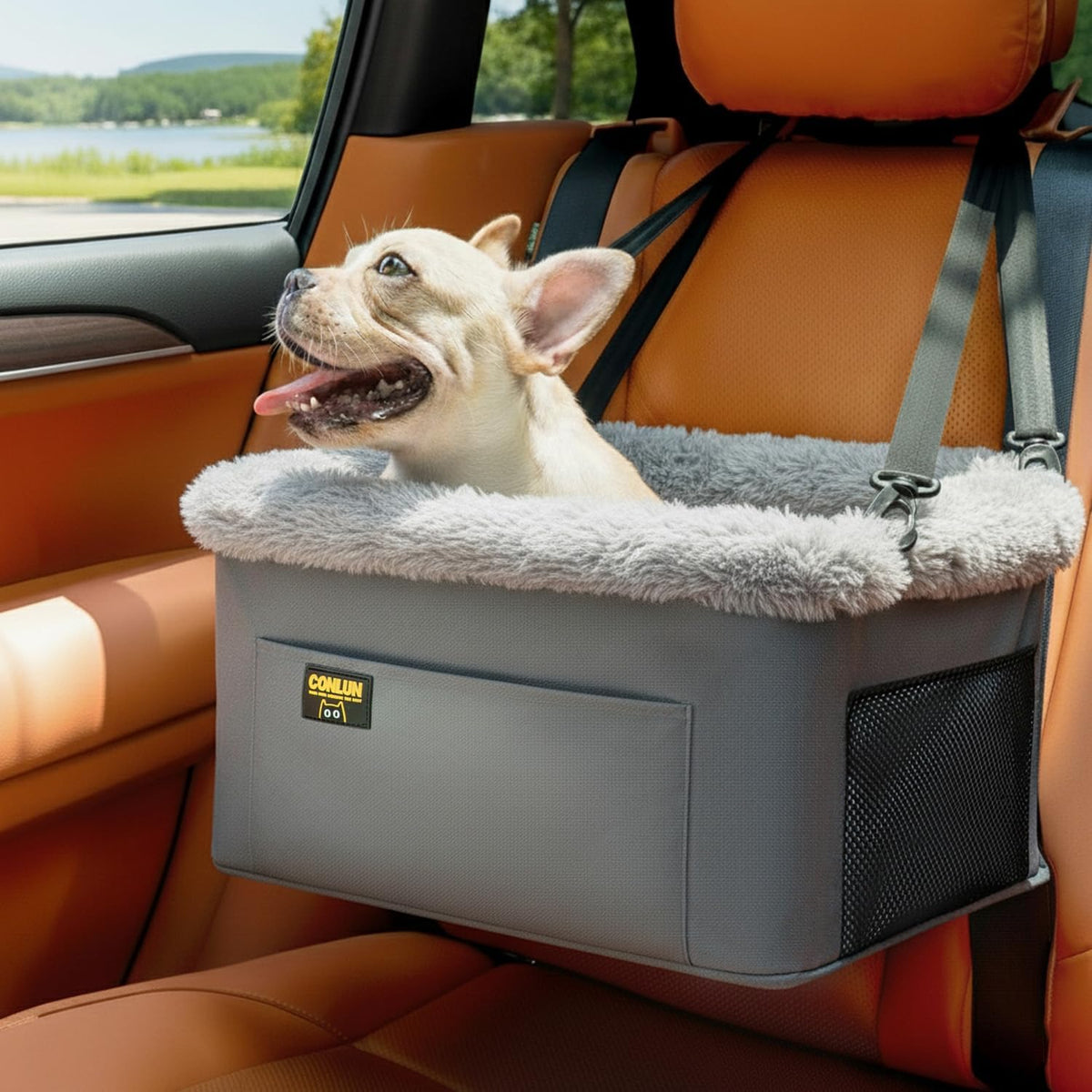Conlun Dog Car Seat Booster | Steel Frame Anti-Collapse | Small Pet | Grey