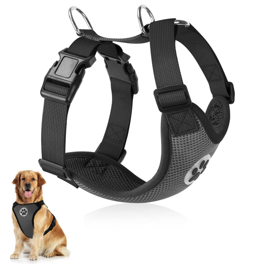 SlowTon Dog Car Vest Harness Multifunction Adjustable Double-Ring Breathable Mesh Fabric Harness for Cat Puppy Road Trip Daily Walks