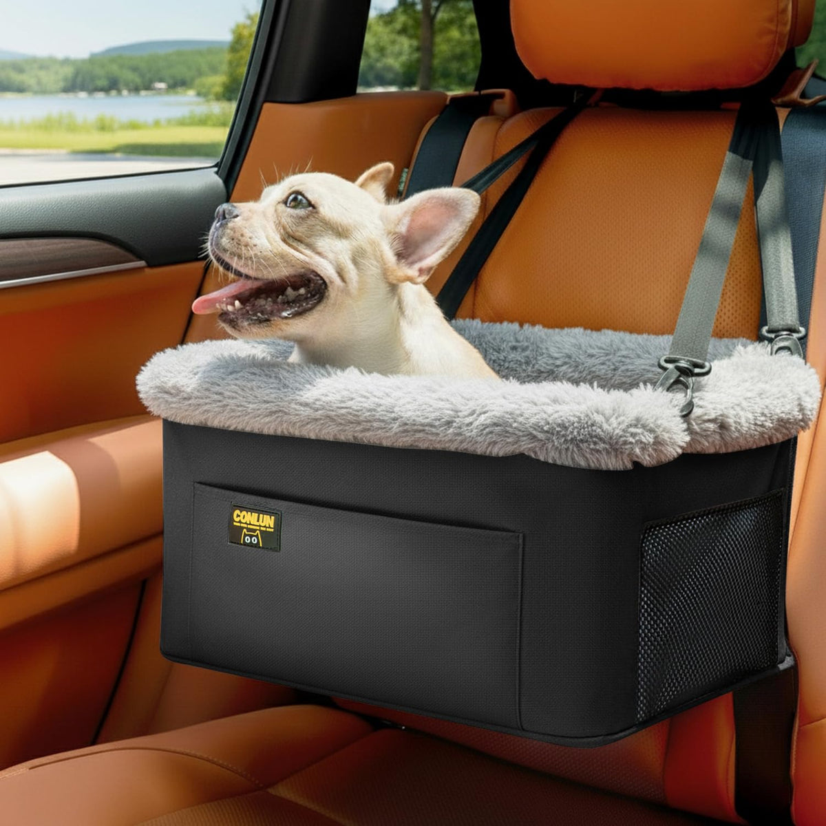 Conlun Dog Car Seat Booster | Steel Frame Anti-Collapse | Small Pet | Grey
