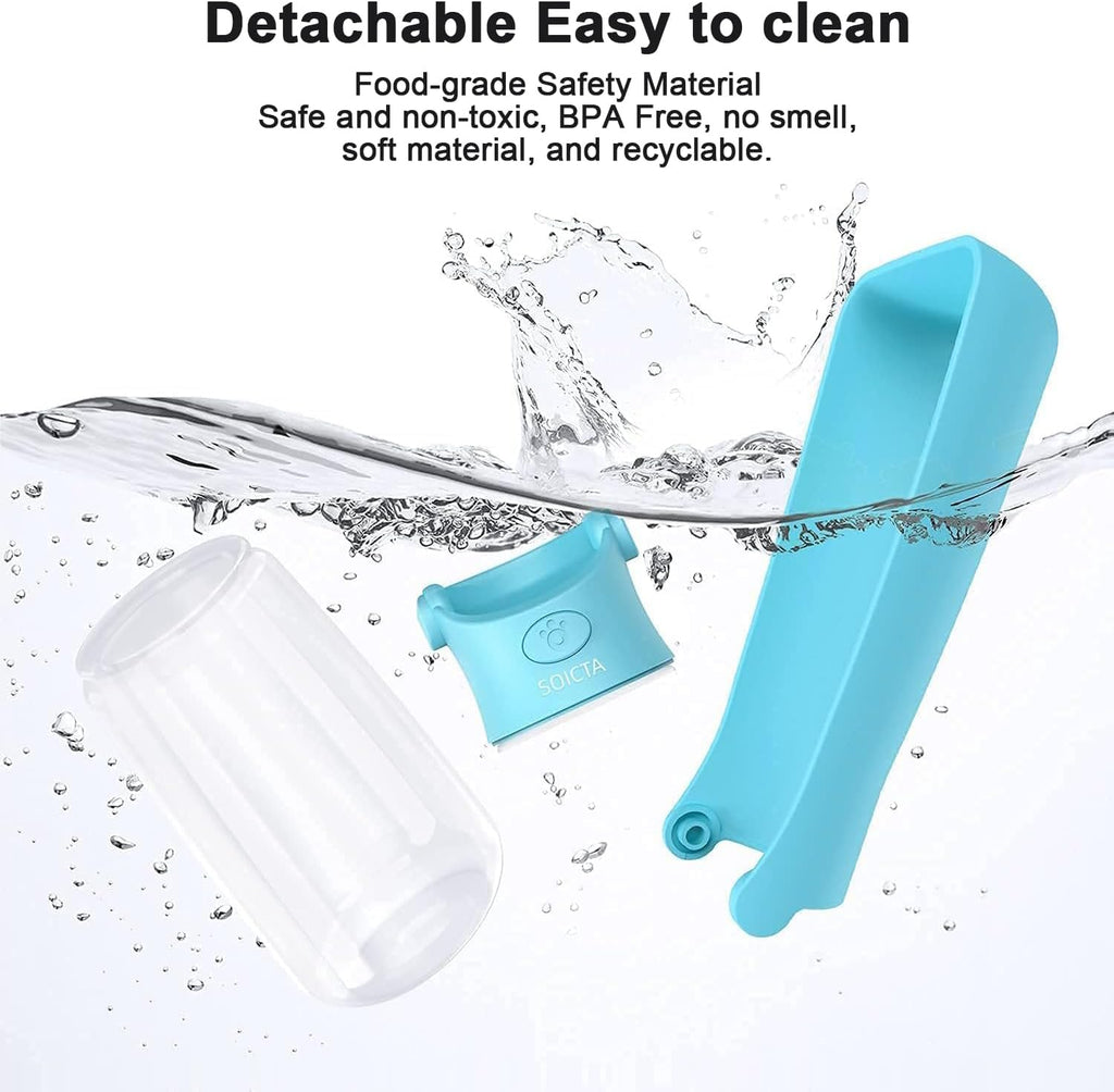 SOICTA Portable Dog Water Bottle for Walking 19 OZ or 12 OZ Portable Pet Water Bottles for Puppy Small Medium Large Dogs Water Dispenser Bowl Dog Accessories(19OZ Blue)