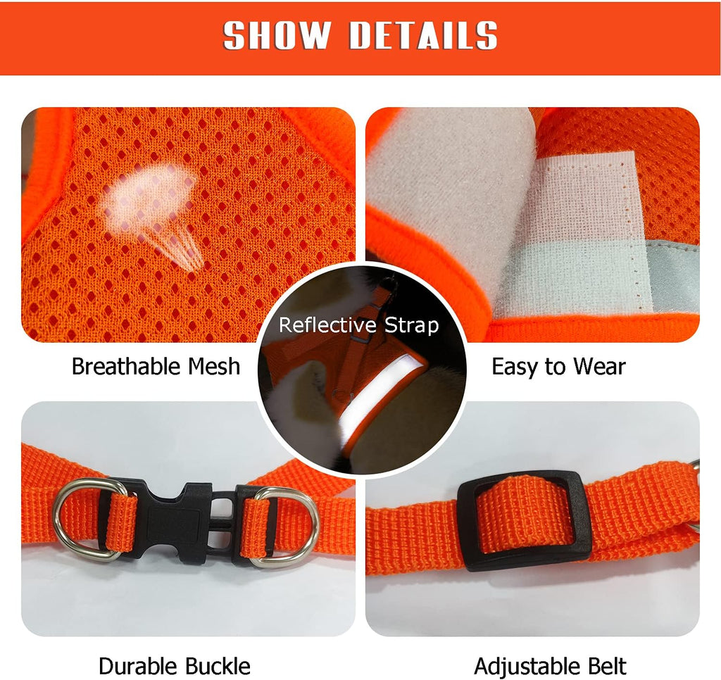 FEimaX Dog Harness and Leash Set, No Pull Soft Mesh Pet Harness for Walking Escape Proof Small Cat Step-in Adjustable Vest with Reflective Strip Fit Puppy Kitten Rabbit